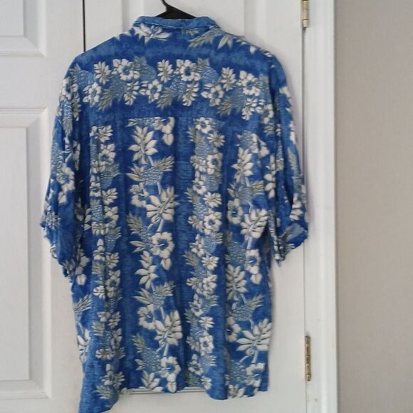 Coconut beach blue white button down casual Hawaiian print shirt Sz XXL EUC - Picture 4 of 7